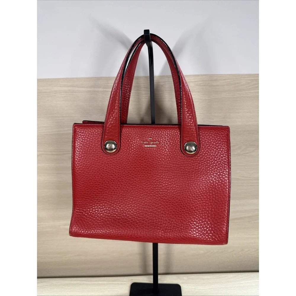 Kate Spade New York STEWART‎ STREET Pebbled Leather LITTLE JOY SATCHEL Red Gold